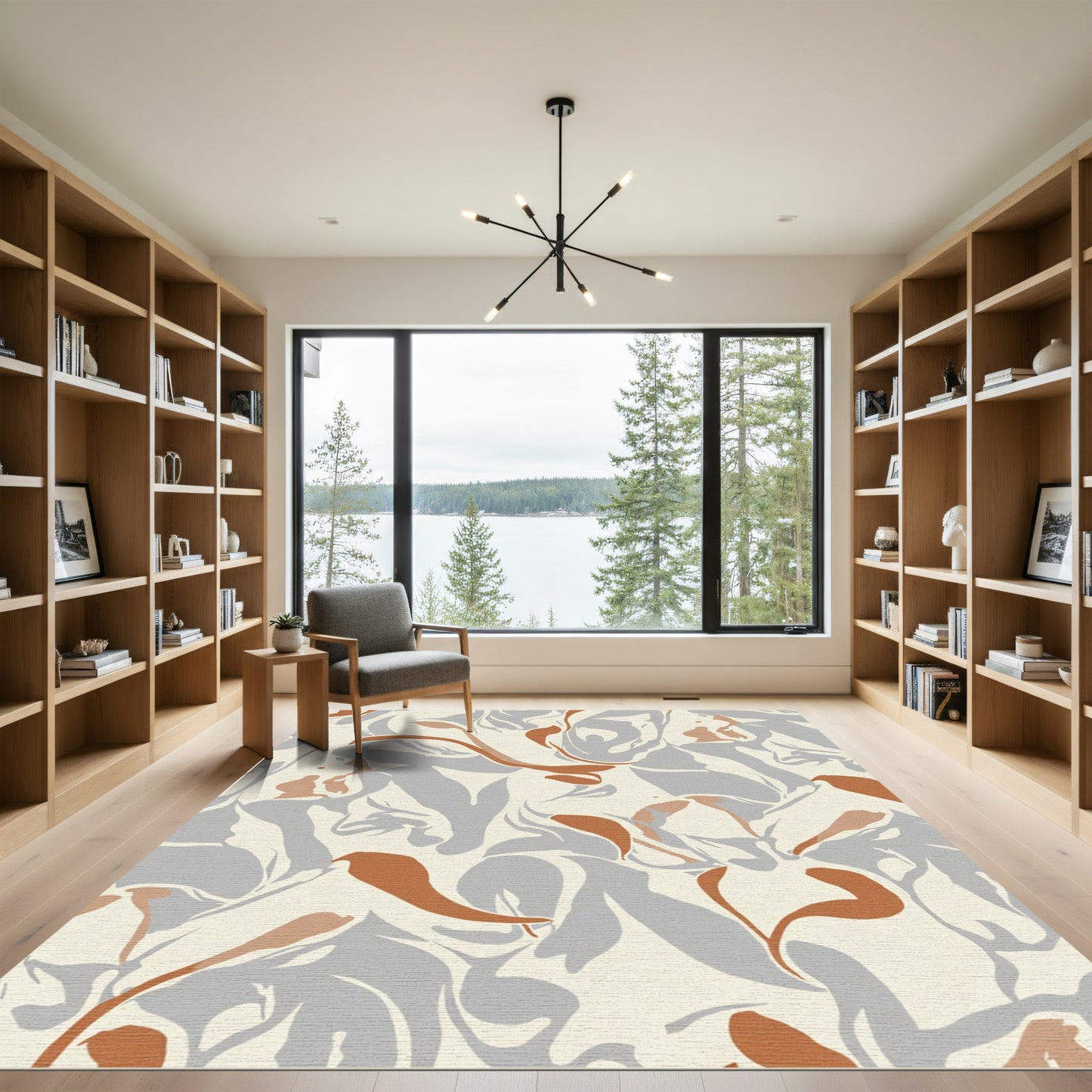 Abstract Swirl Terracotta Gray Swirls Rug