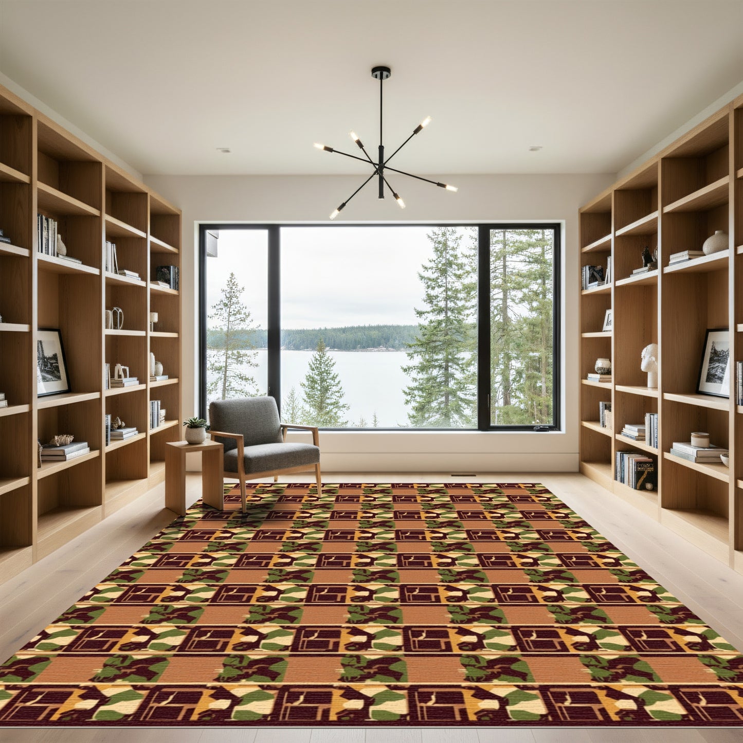 Bold Camouflage Geometric Stripe Rug