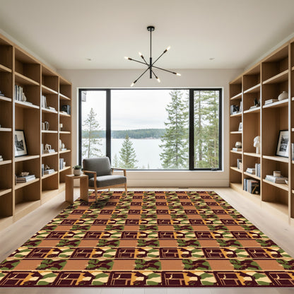 Bold Camouflage Geometric Stripe Rug