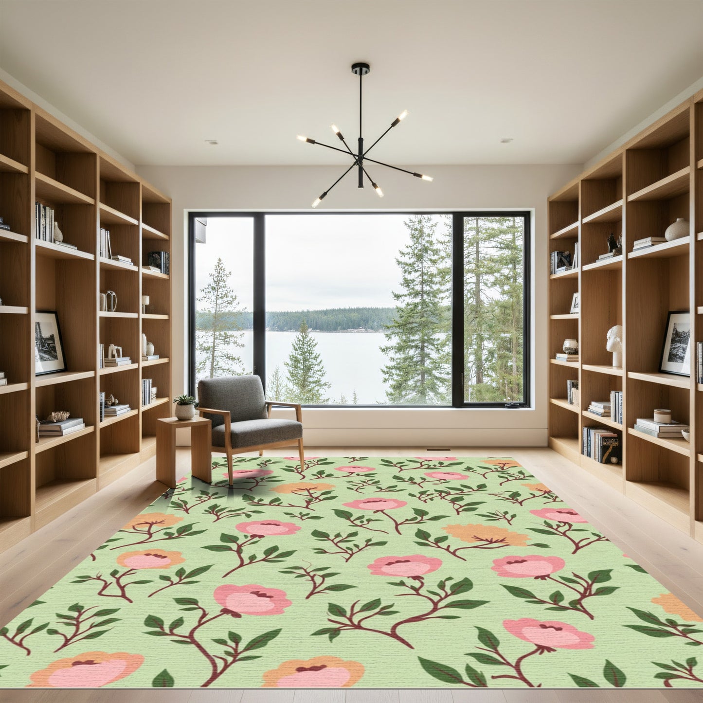 Pastel Pink Floral Branches Rug