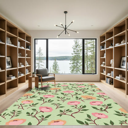 Pastel Pink Floral Branches Rug