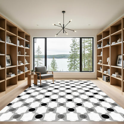 Gray Black White Geometric Spots Rug