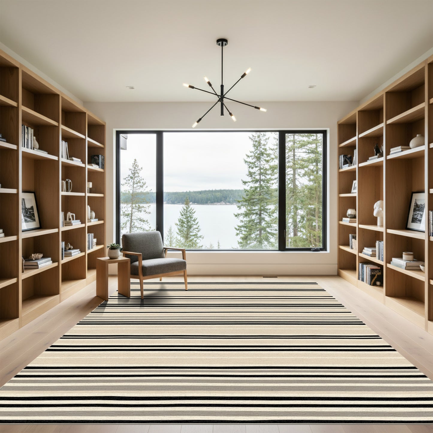 Neutral Earth Tone Striped Rug