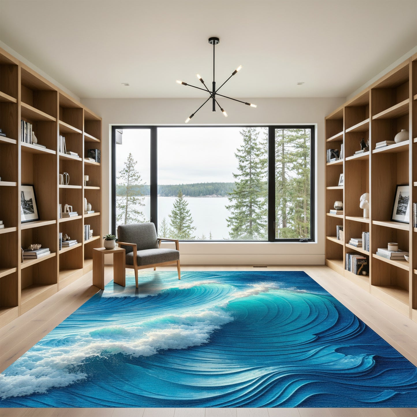 Dynamic Turquoise Crashing Waves Rug