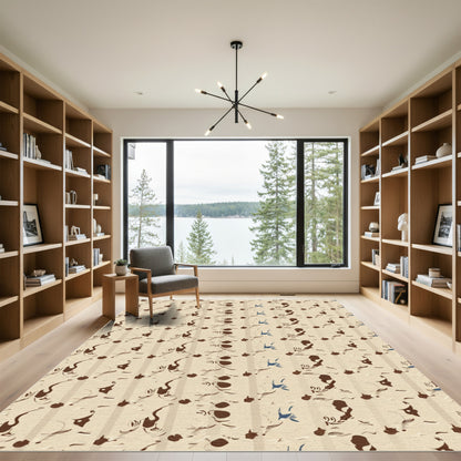 Earthy Tone Vertical Abstract Bird Rug