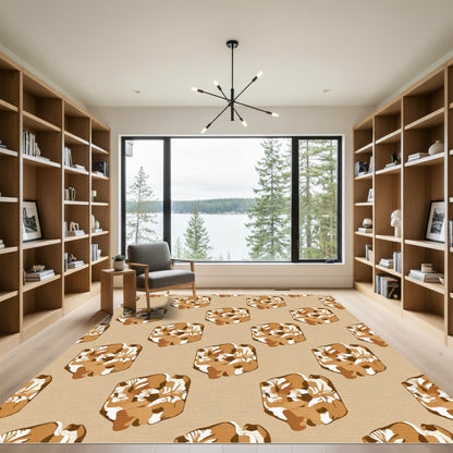 Tan Earthy Tone Abstract Cubes Rug