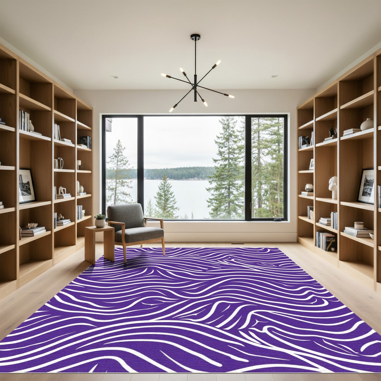 Vibrant Purple And White Swirl Rug