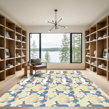 Abstract Blue Camel Camouflage Rug