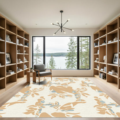 Amber Sky Blue Abstract Floral Rug