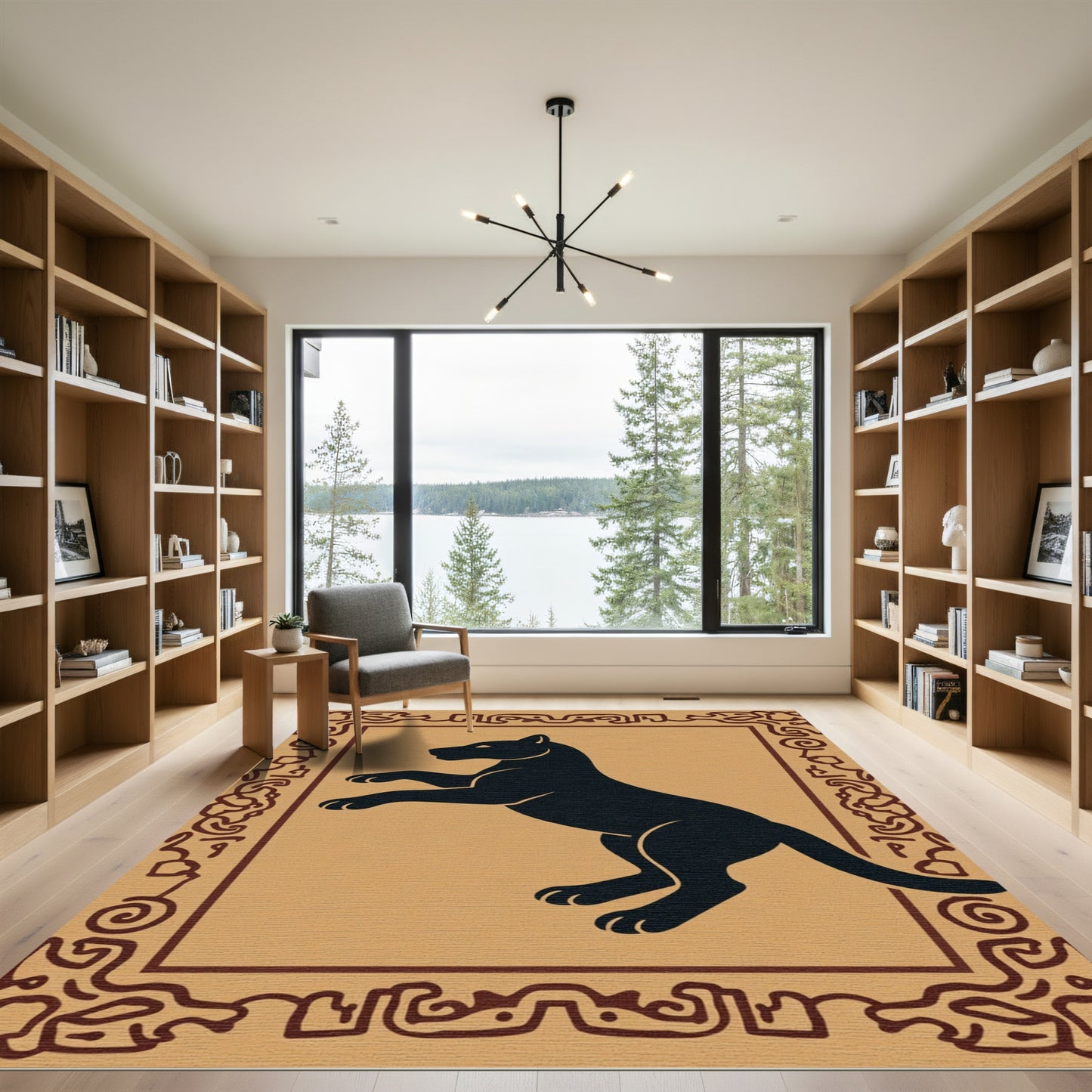 Black Panther Tribal Frame Rug
