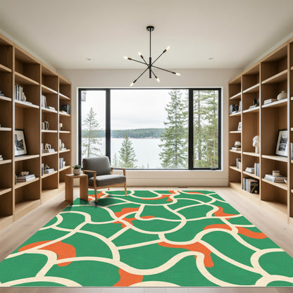 Organic Green Abstract Swirls Rug