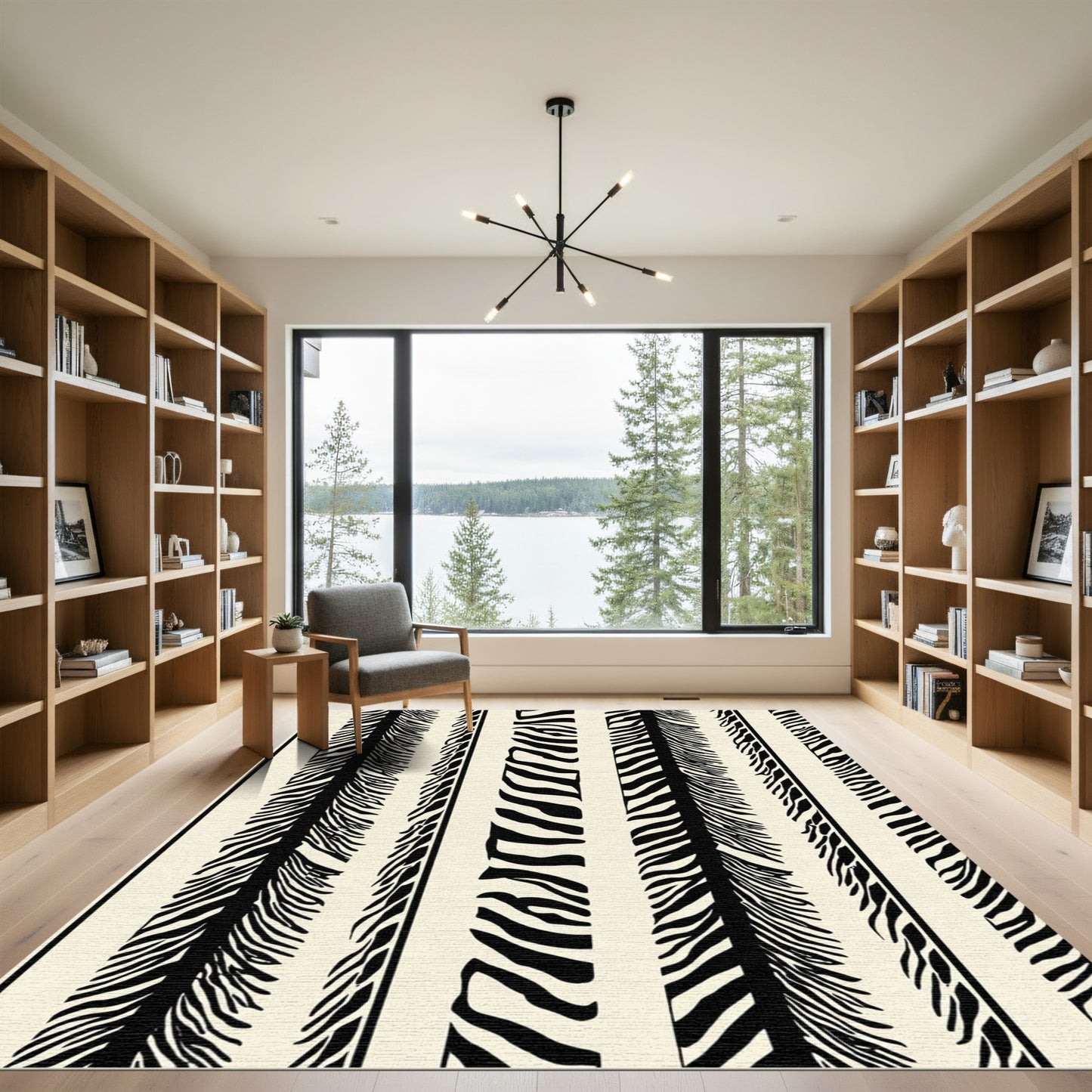 Bold Black Zebra Stripe Vertical Rug