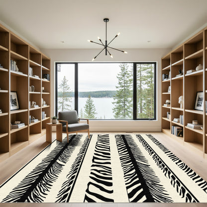 Bold Black Zebra Stripe Vertical Rug