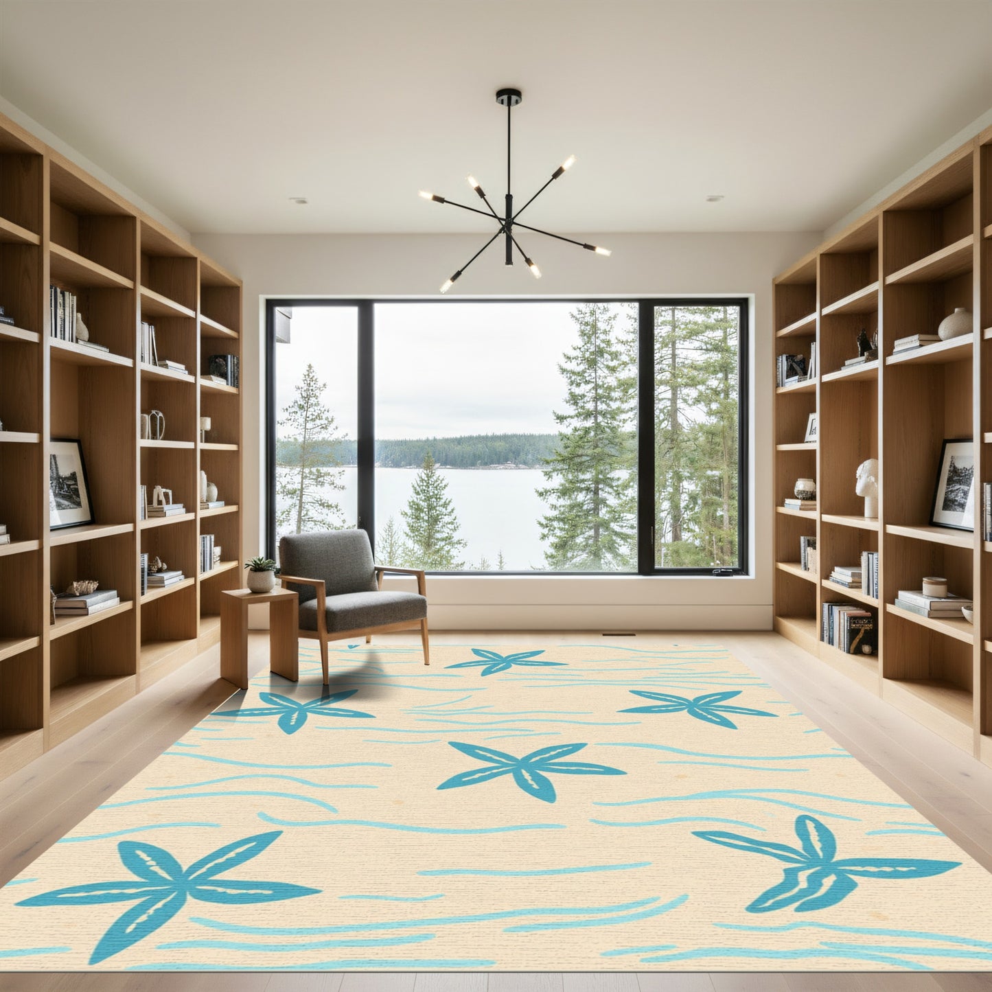 Aqua Starfish Sandy Waves Rug