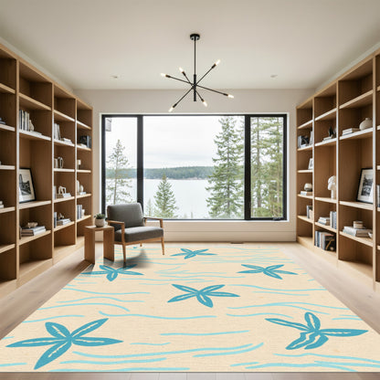 Aqua Starfish Sandy Waves Rug
