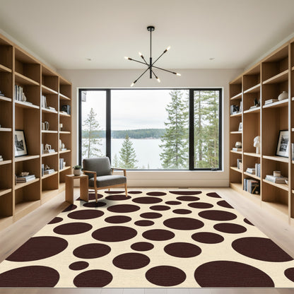 Brown Cream Polka Dot Circles Rug