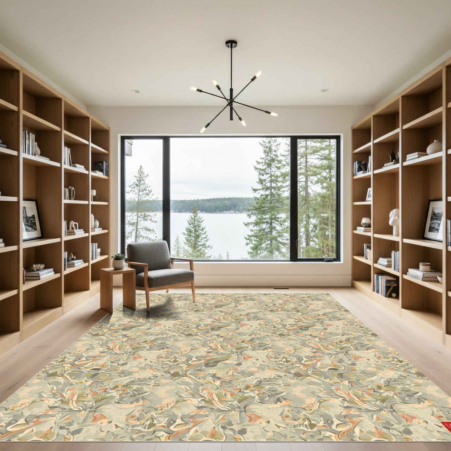 Earthy Abstract Swirl Foliage Rug