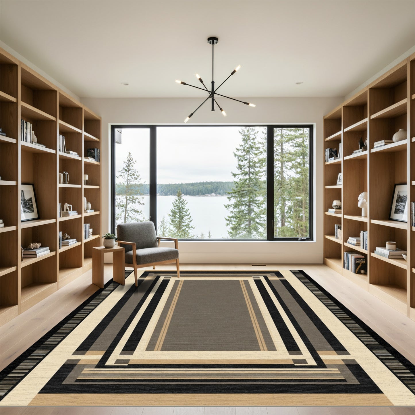 Earthy Earthy Geometric Rectangular Border Rug