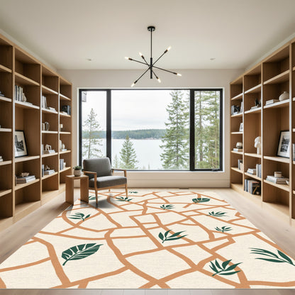 Terracotta Botanical Abstract Fragmentation Rug