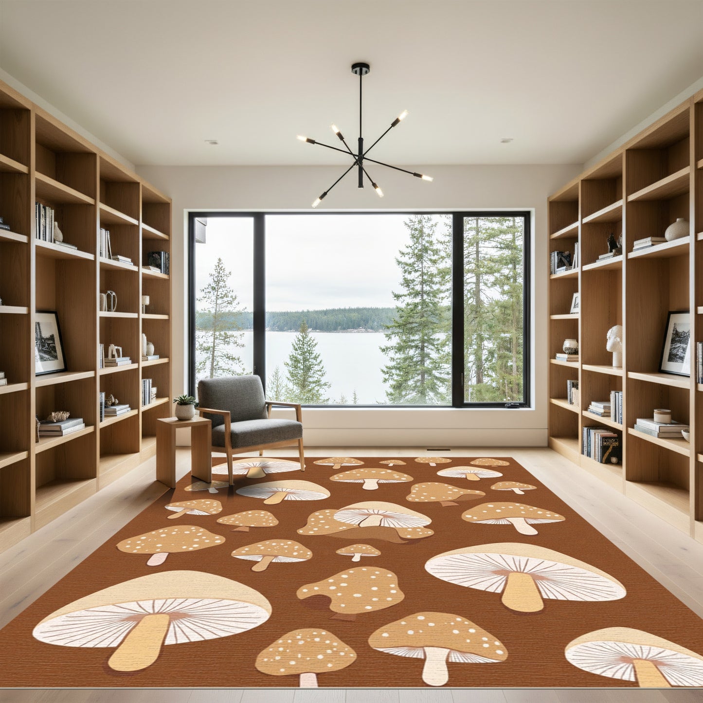 Earthy Tan Mushroom Cluster Rug