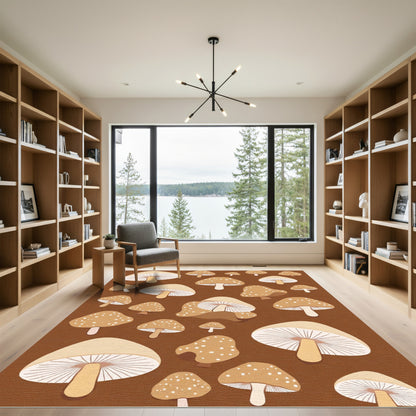 Earthy Tan Mushroom Cluster Rug