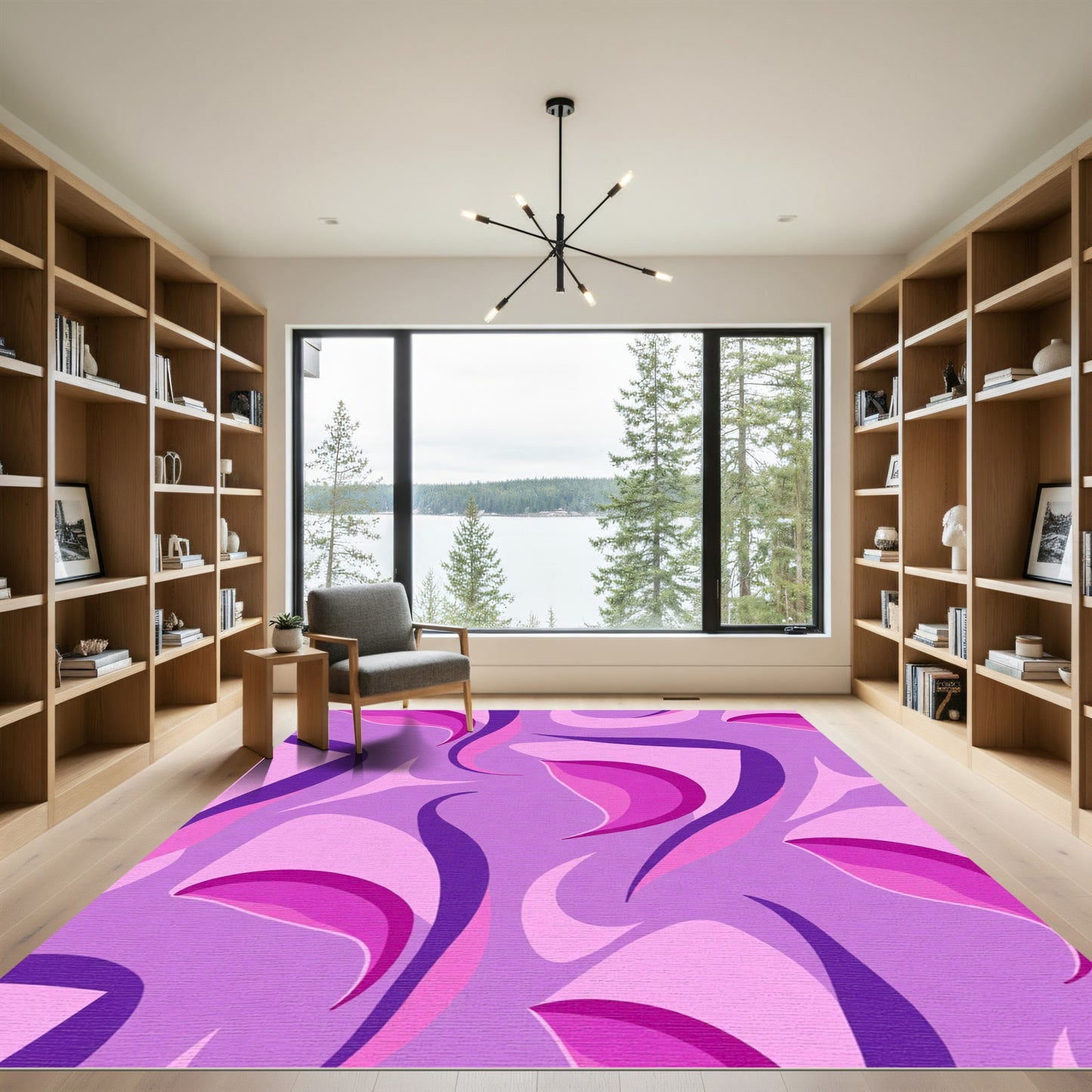 Purple Pink Swirl Abstract Composition Rug