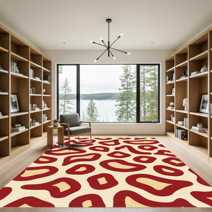 Crimson Gold Abstract Blotches Rug