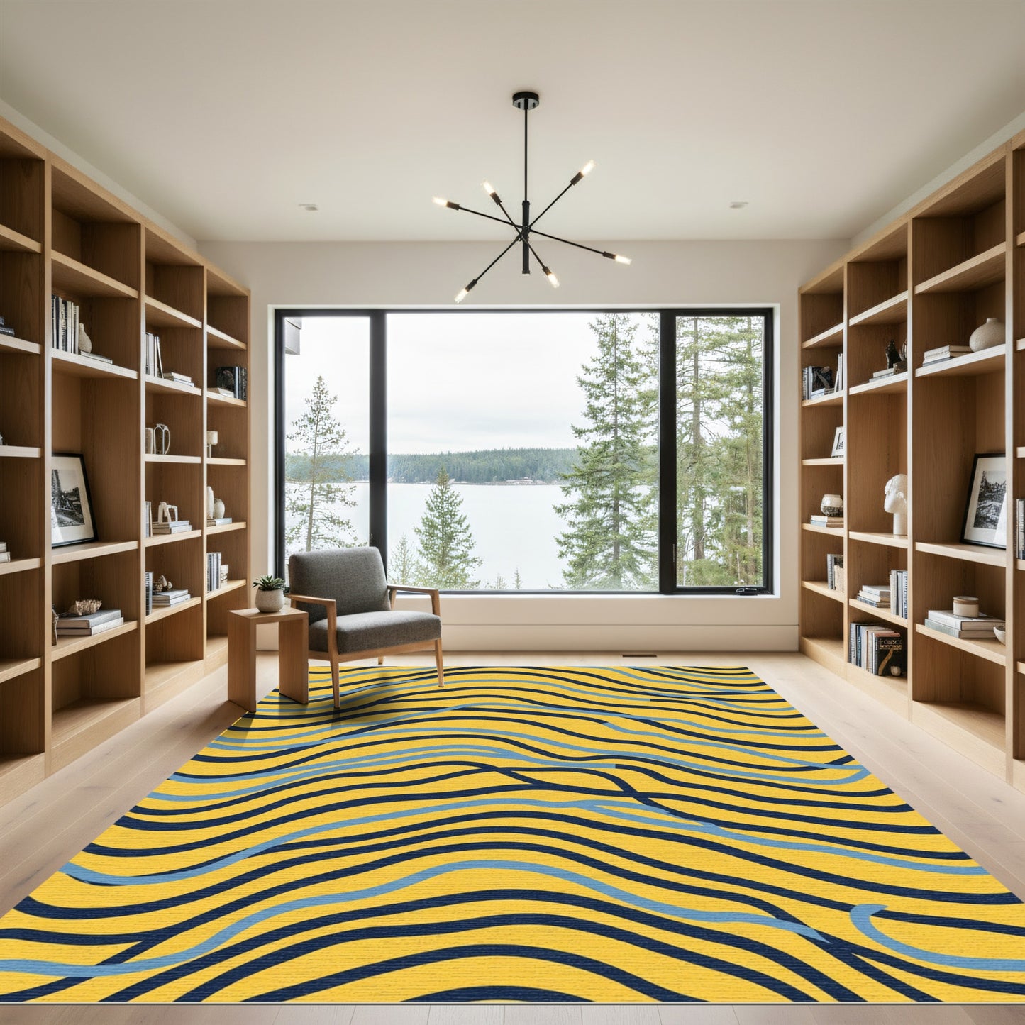 Golden Waves Blue Stripe Rug