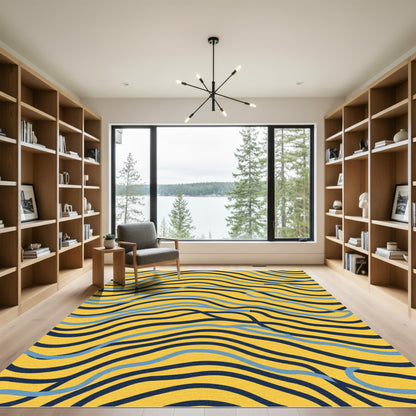 Golden Waves Blue Stripe Rug