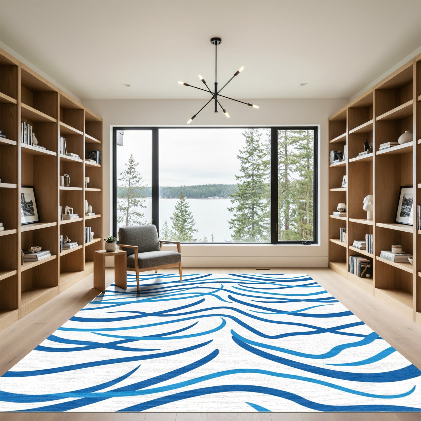 Blue Gradient Swirls Abstract Rug