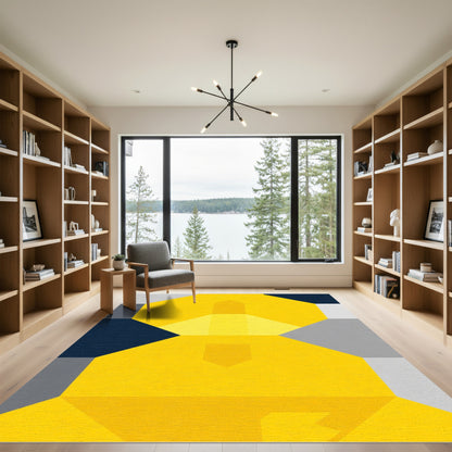 Dazzling Yellow Geometric Hexagon Rug