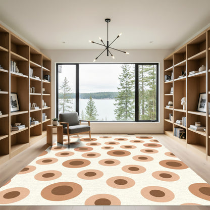 Warm Neutral Tone Abstract Circles Rug