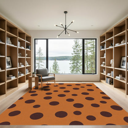 Orange Brown Polka Dot Arrangement Rug