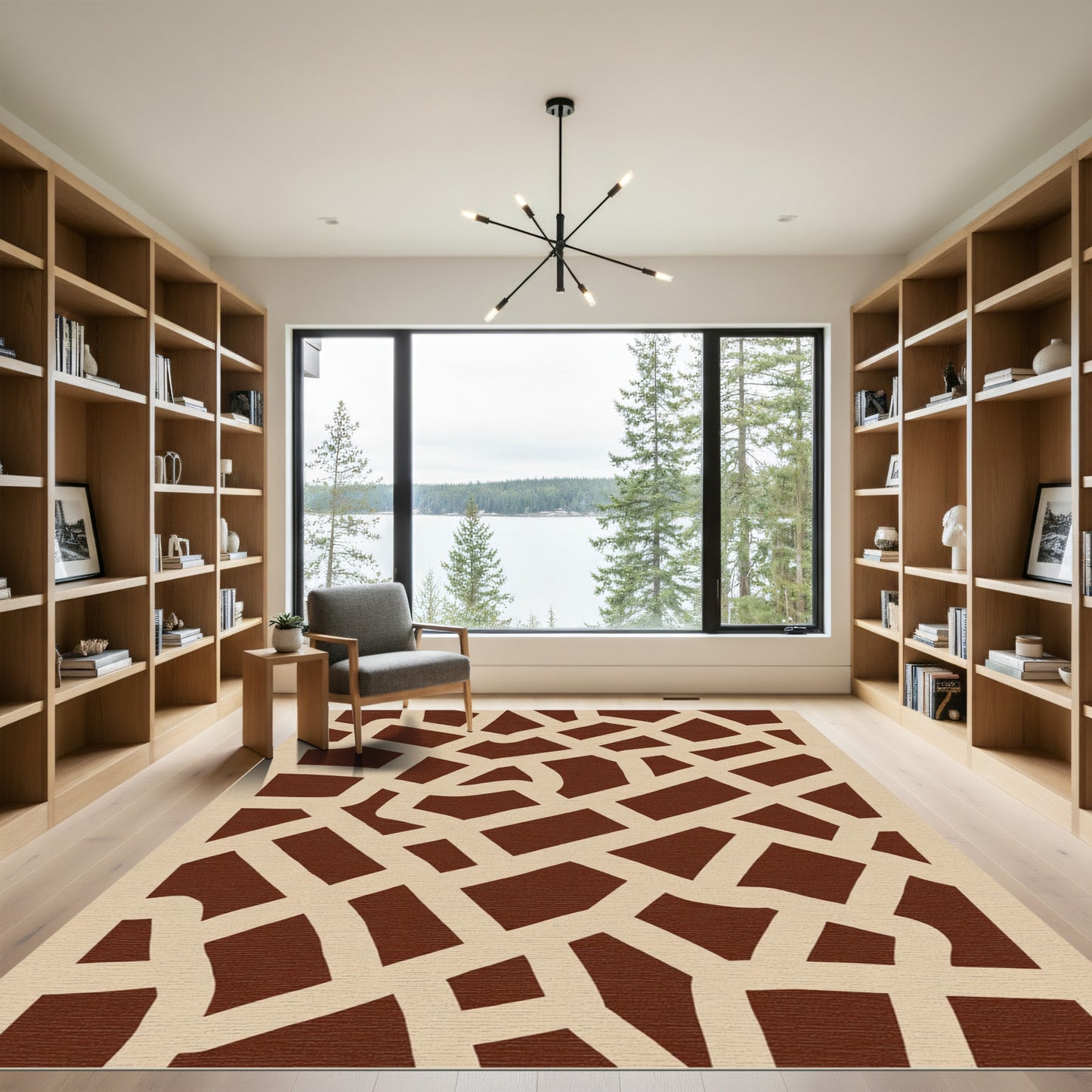Cracked Earth Abstracts Intersecting Lines Rug