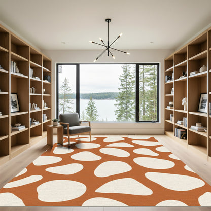 Terracotta Cream Abstract Blob Rug