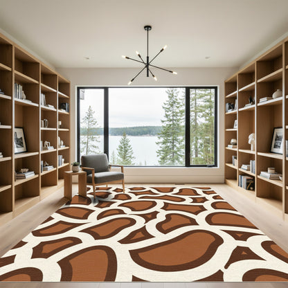 Brown Cream Organic Mid Century Rug