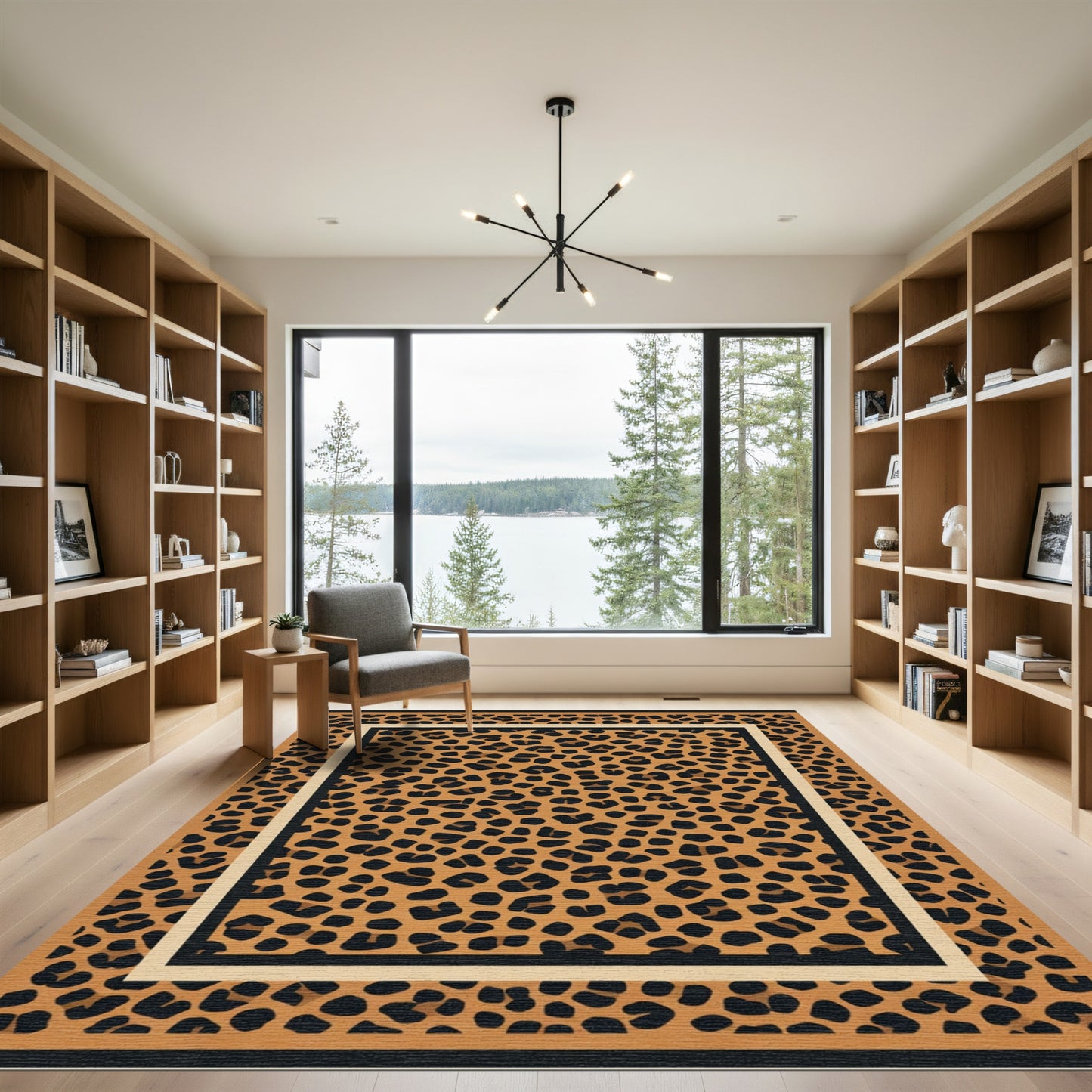 Bold Amber Leopard Spot Rectangular Rug