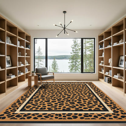Bold Amber Leopard Spot Rectangular Rug