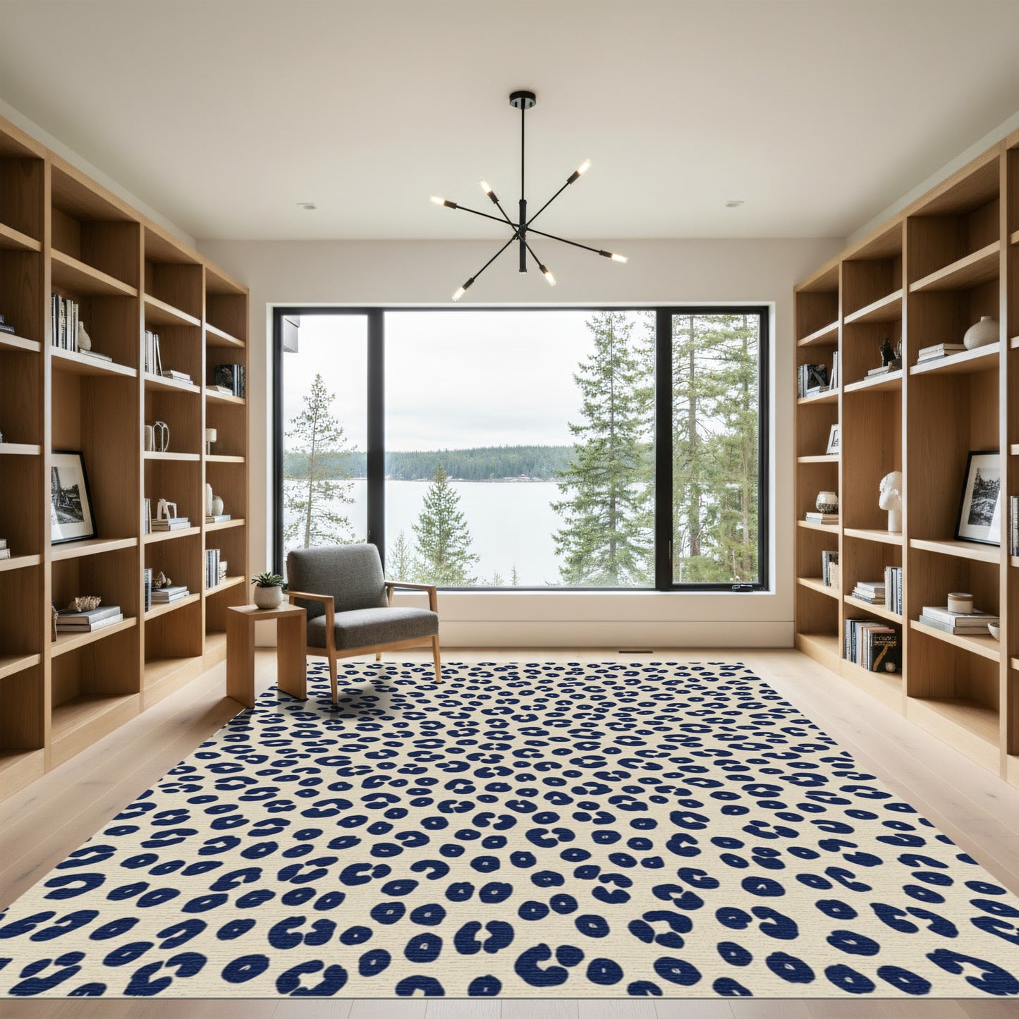 Navy Leopard Spots All Over Rug