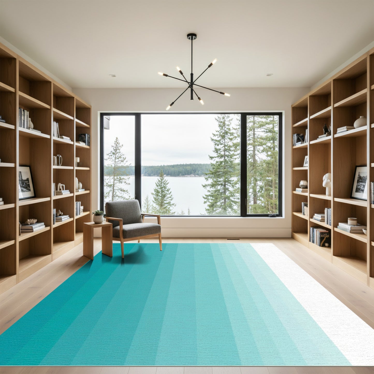 Teal Gradient Vertical Stripe Rug