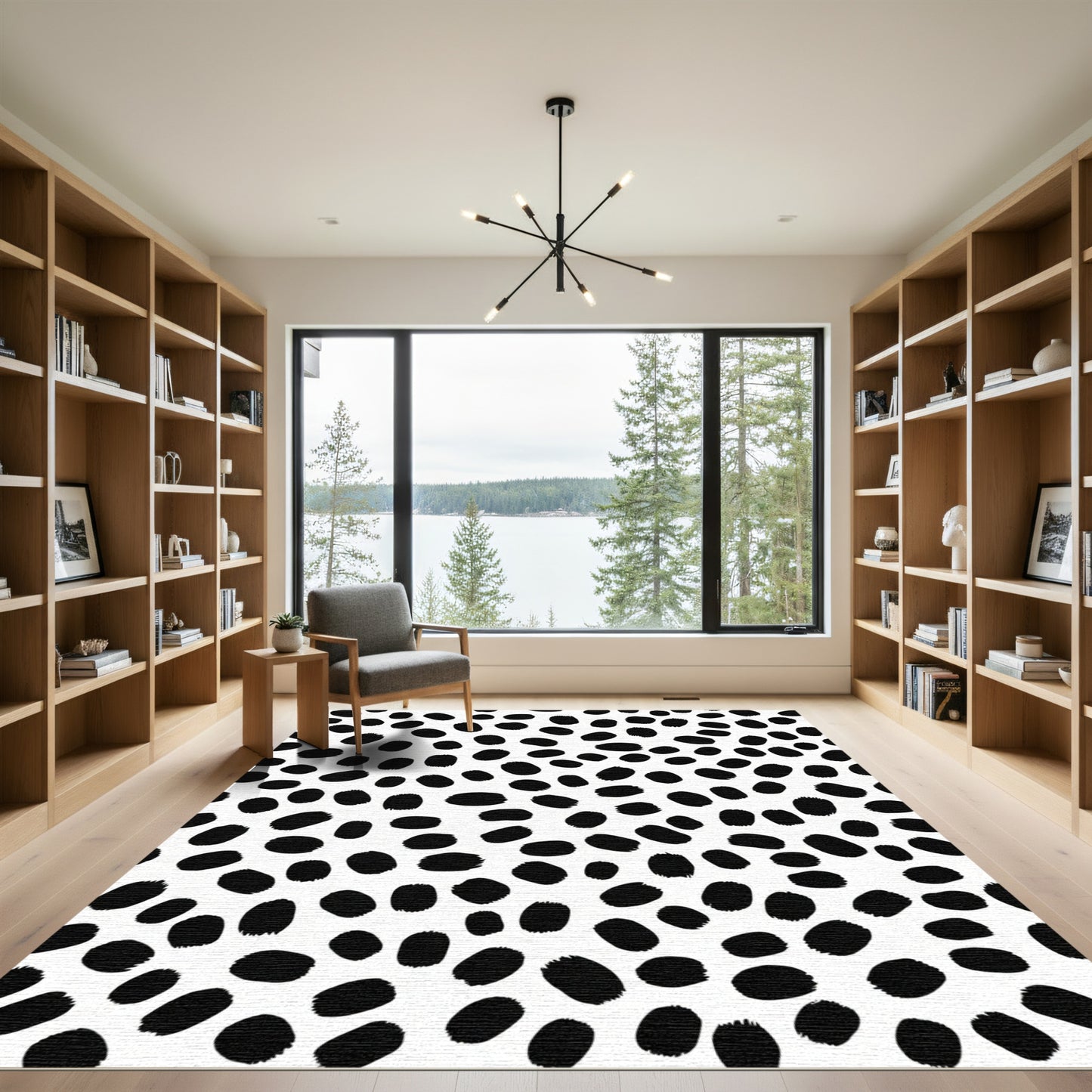 Bold Black Spotted Contemporary Rug