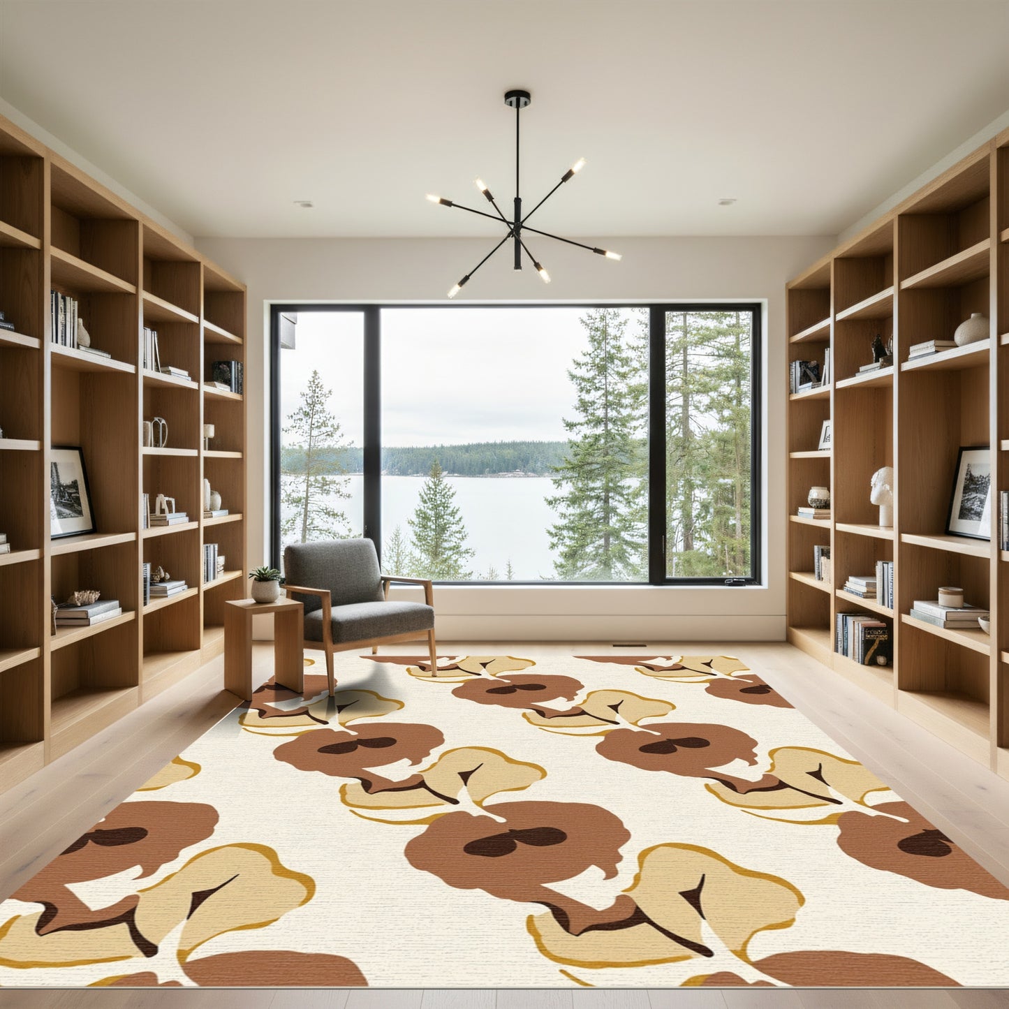 Organic Abstract Midcentury Earth Tones Rug