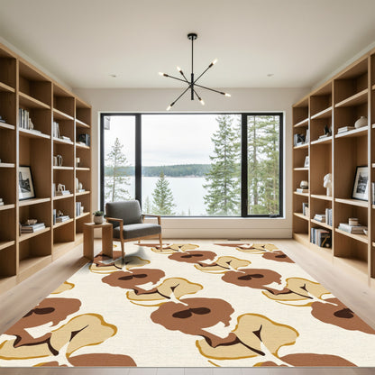 Organic Abstract Midcentury Earth Tones Rug