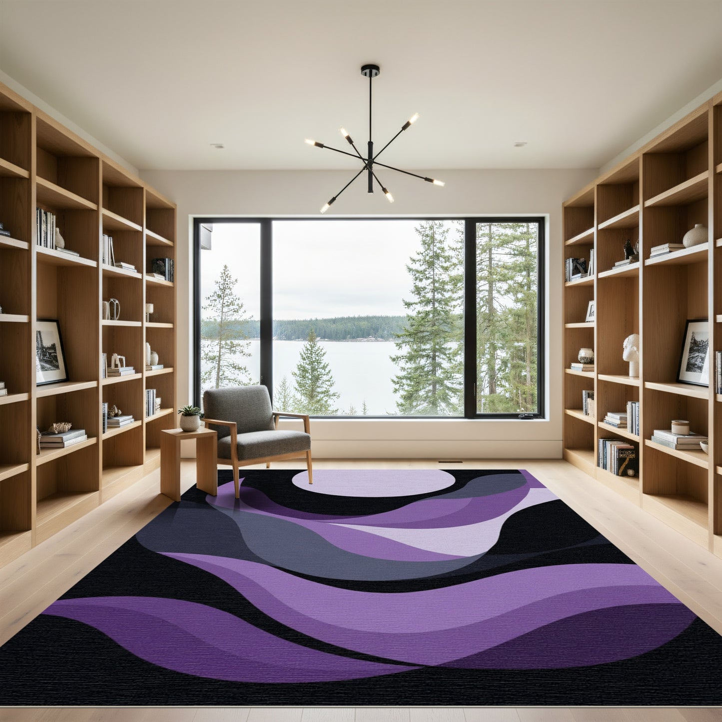 Amethyst Swirls Abstract Circle Rug