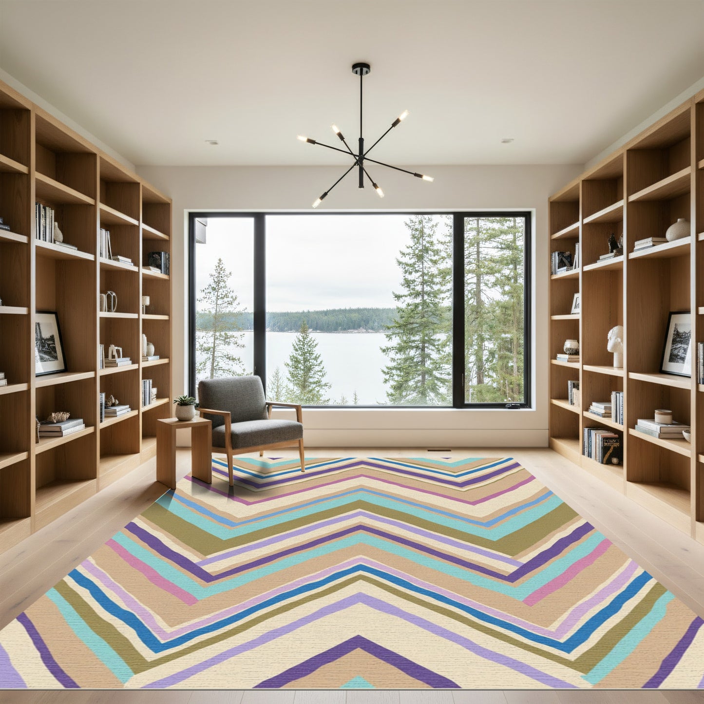 Earthy Chevron Stripe Palette Rug
