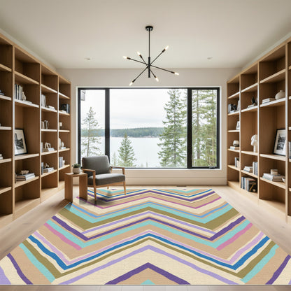 Earthy Chevron Stripe Palette Rug