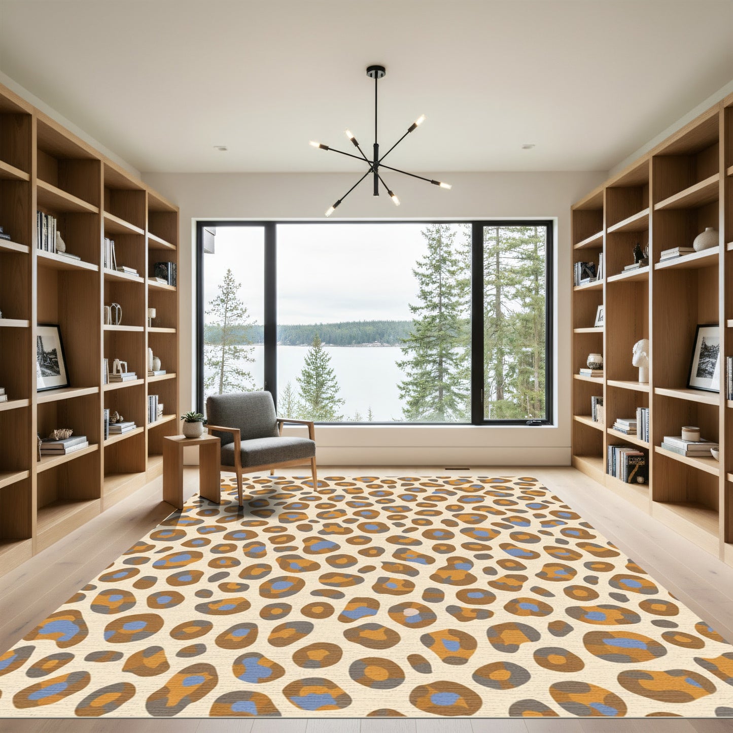 Brown Tan Blue Spotted Spots Rug