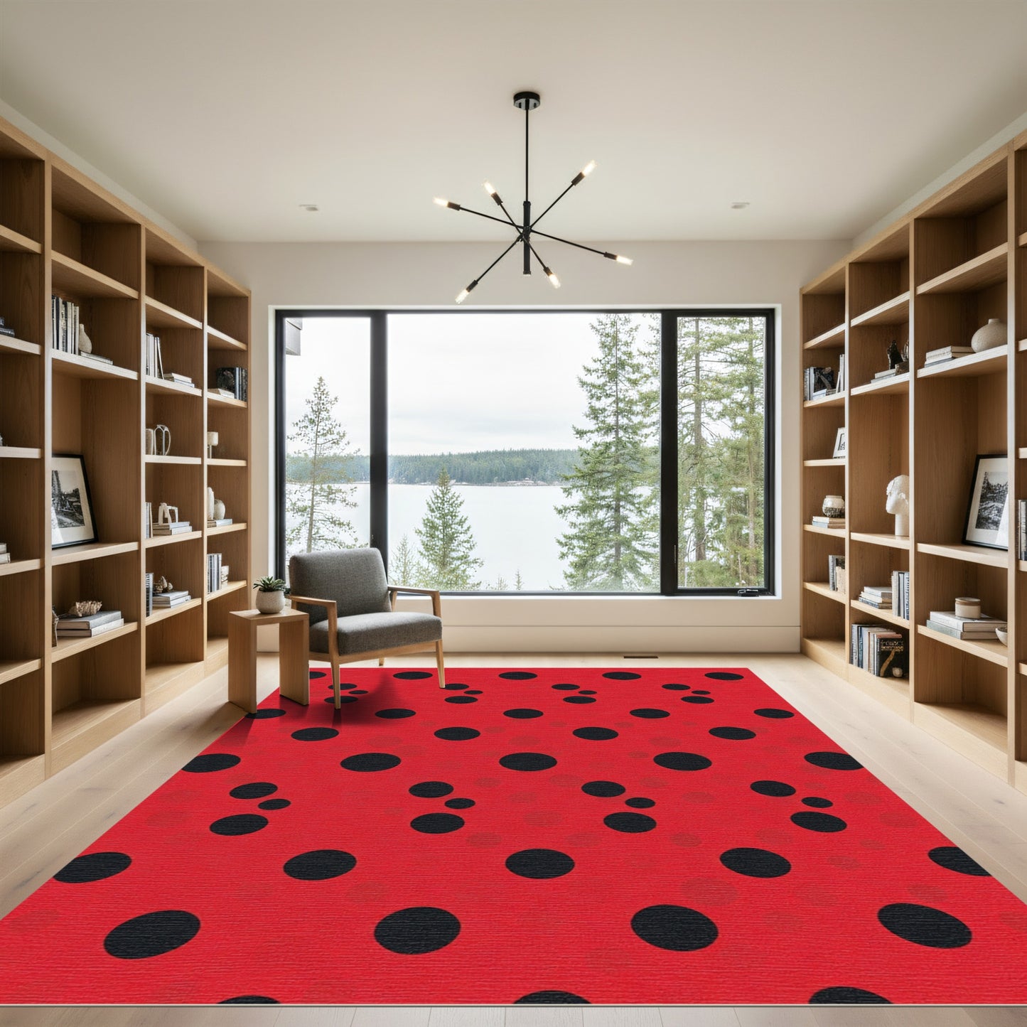 Crimson Polka Dot Accent Rug