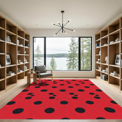 Crimson Polka Dot Accent Rug