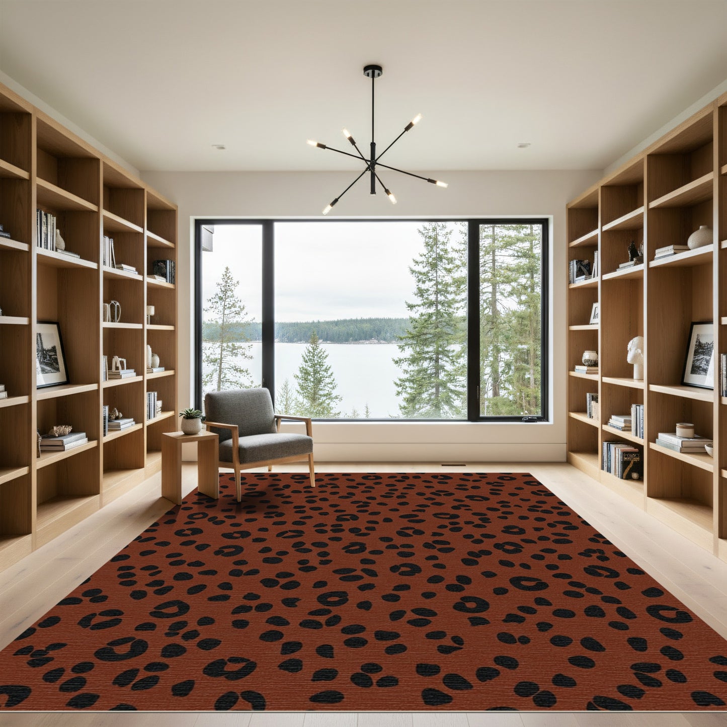 Rich Brown Black Animal Spots Rug